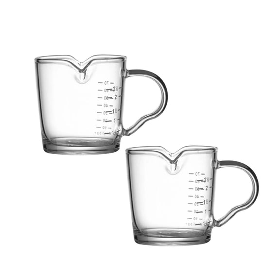 2PCS 100ml Mini Glass Measuring Cup with handle Shot Glass Jugs Measure Cup Glass Spirit Round Graduated Beaker Measuring Cup for Bar Party Shaker Milk Coffee