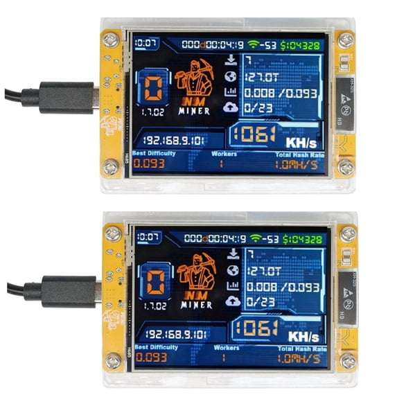 2PCS 1060KH/S Upgraded Harshrate 2.8 Inch Smart Display Bitcoin Crypto ...