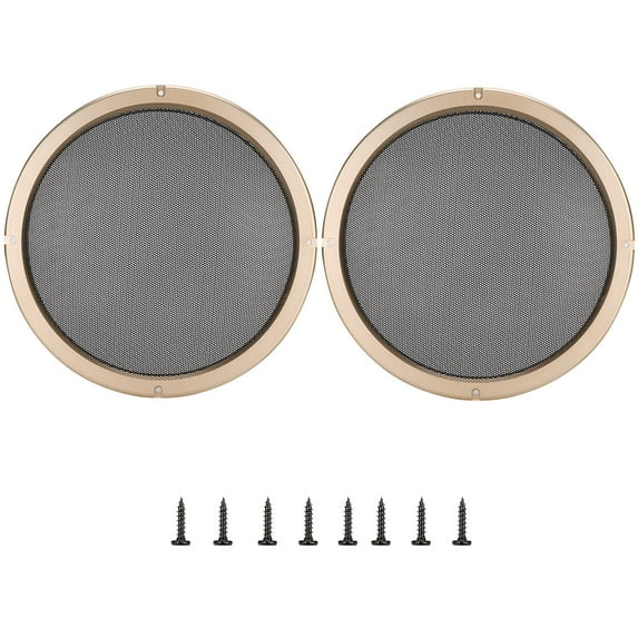 2PCS 10inch Audio Speaker Cover Decorative Circle Protective Metal Mesh Cover Gold+Black