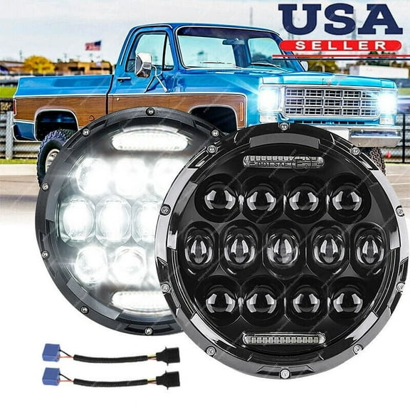 2PCS 110W 7" Round LED Headlights Hi/Lo Beam For Chevy 1975-1980 K10 K20 K5 C10