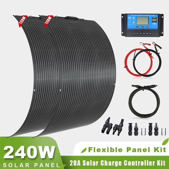 XINPUGUANG 240W Flexible Solar Panel Kit, 2-Pack 120W 12V Panels with 20A Controller for RV, Boat, Camping and Off-Grid Use