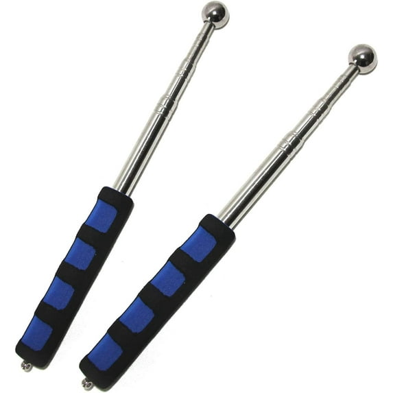 2PCS 120cm Stainless Steel Portable Telescopic Social Distance Stick Pointer, Extendable Handheld Social Pointer Stick Measure Social Distance (Blue)
