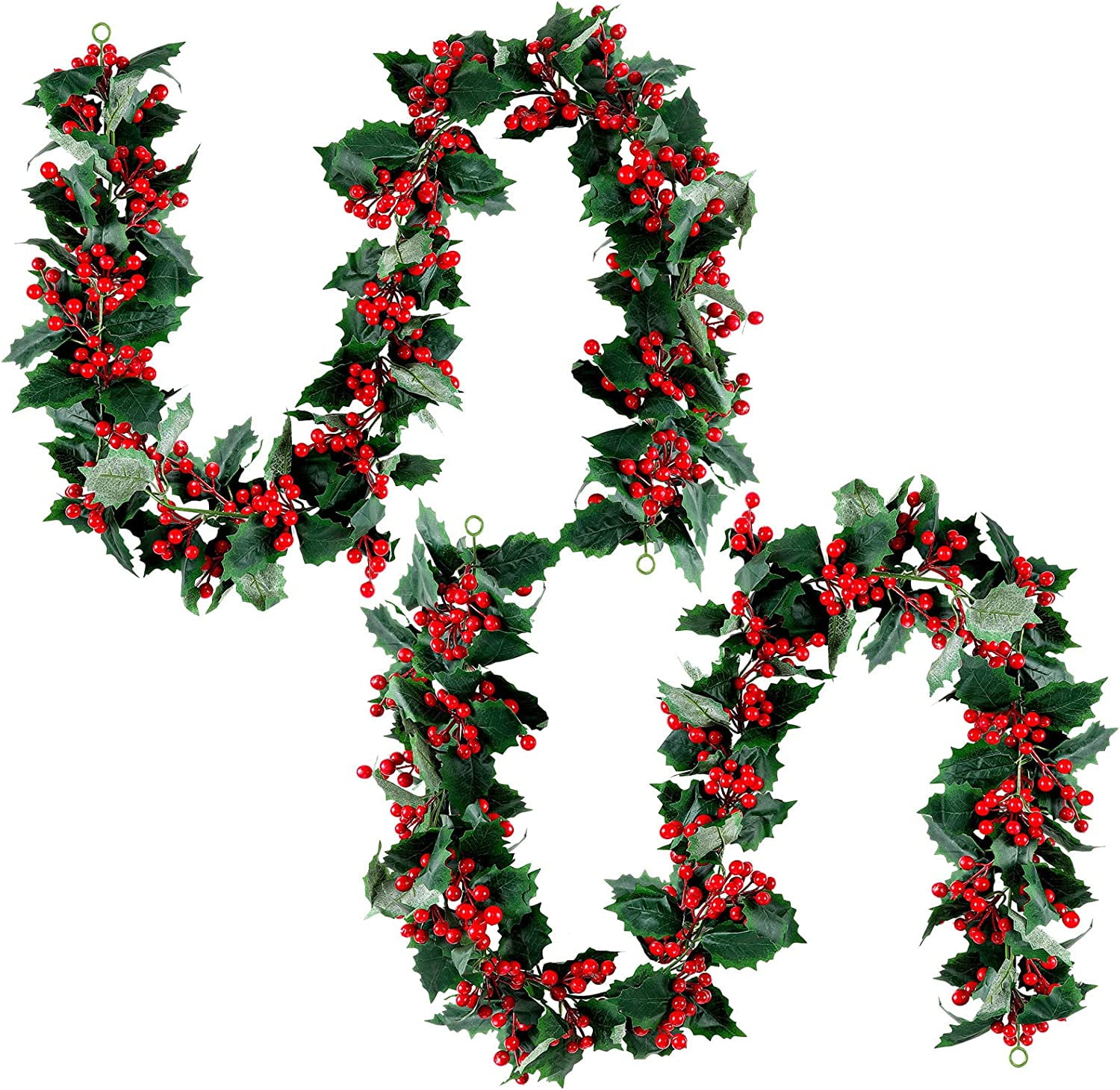 2PCS 12FT Christmas Garland Artificial Berry Garland Indoor Outdoor