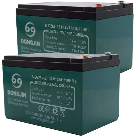 2PCS 12V 12Ah 6-DZM-12 Battery for Electric Bike Scooter Go Kart