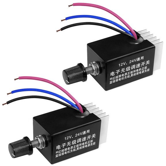 2PCS 12V/24V DC Motor Speed Controller Switch Universal Electronic Stepless Speed Regulator Switch for Car Truck Fan Heater Control M-H-002