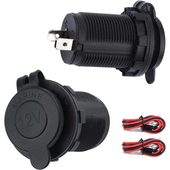 2PCS 12V Cigarette Lighter Socket,Waterproof Cigarette Lighter Plug 12V Outlet for Connected Car Charger,Navigation Device,Car Recorder,12 Volt Plug Car Accessories for Car,Truck