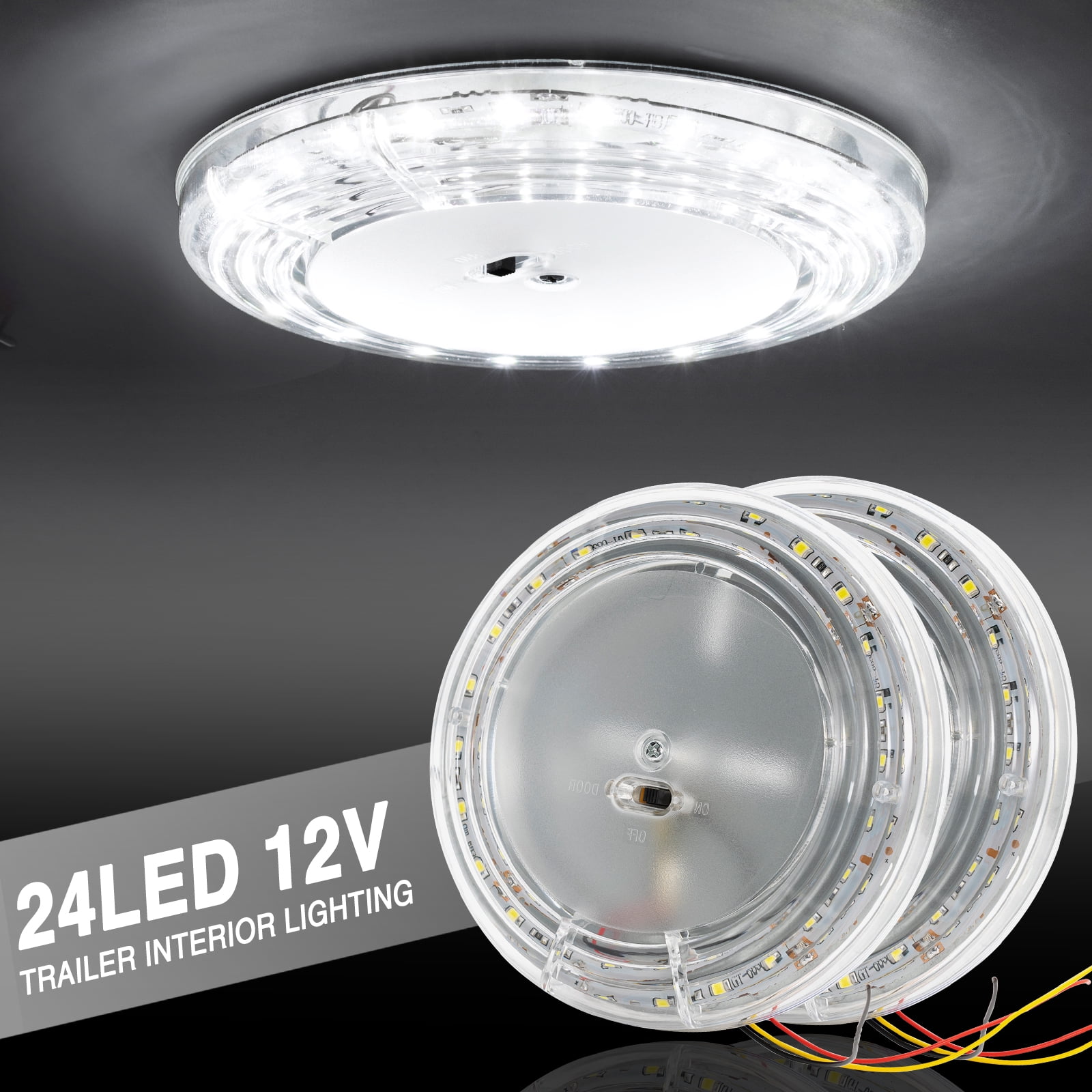 2PCS 12V LED Universal Trailer Lorry Auto Camper Caravan Interior Ceiling Dome Light