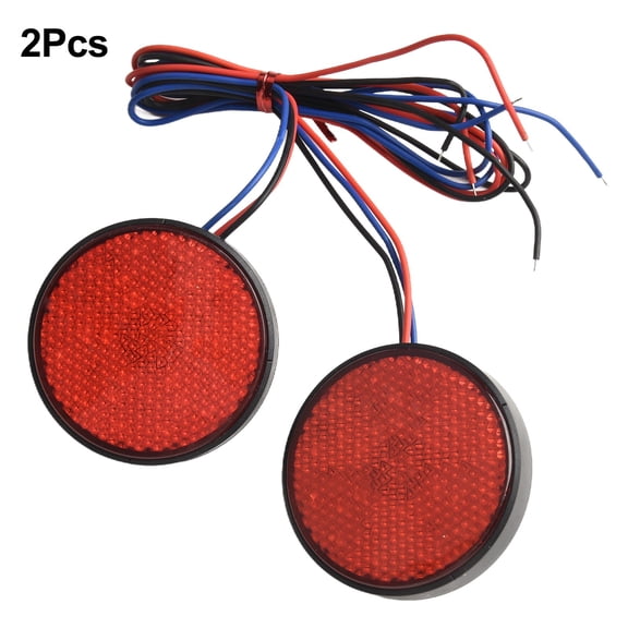2PCS 12V Round LED Motorcycle Tail Lights with Reflector, High Brightness Rear Bumper Lamp for Car Truck ATV Scooter, Yellow White Red(2*Red)