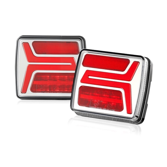 2PCS 12V Square Magnetic LED Trailer Tail Lights Kit with Stop Brake Turn Tail License Lamp Waterproof Tow Lighting Wiring Harness for Boat Truck Camper RV Snowmobile