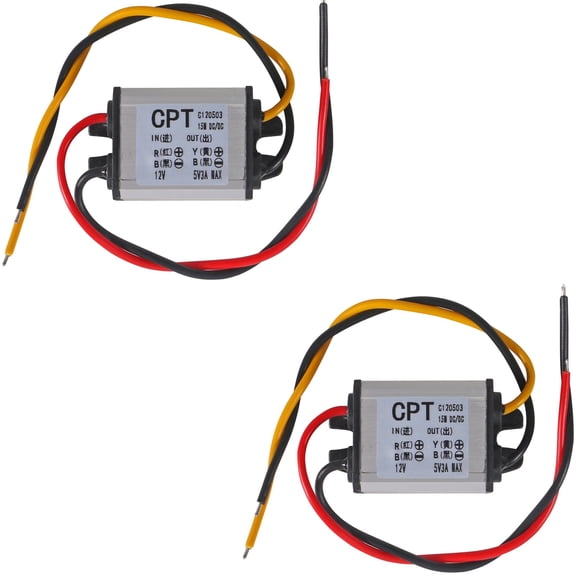 2PCS 12V to 5V Power Converter Car Power Converter Buck Converter DC Step Down Buck Voltage Regulator for Cars Truck Boat (3A 15W)