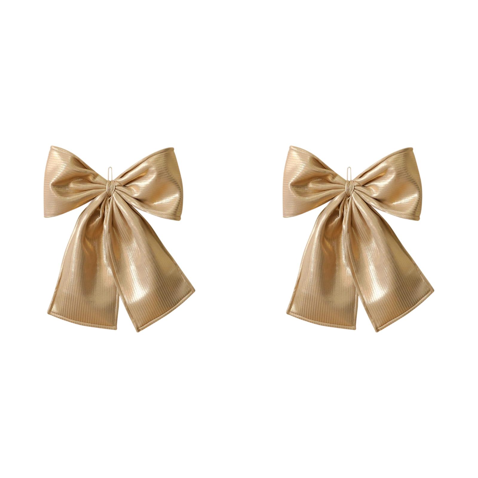2PCS 13.78*11.81Inch Christmas Tree Toppers and Decorative Bows with Ties,Vintage Style Ribbon Bowknot for Hanging on Gift Wrapping,Garland Wreath,Front Door Holiday Decor Indoor Outdoor Use