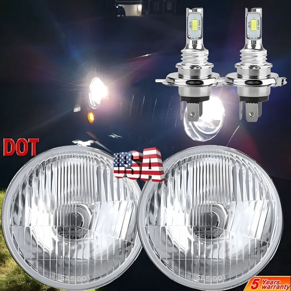 2PCS 130W Glass 7" Round Led Headlights for Jeep Wrangler 1997-2018 TJ LJ JK AAA
