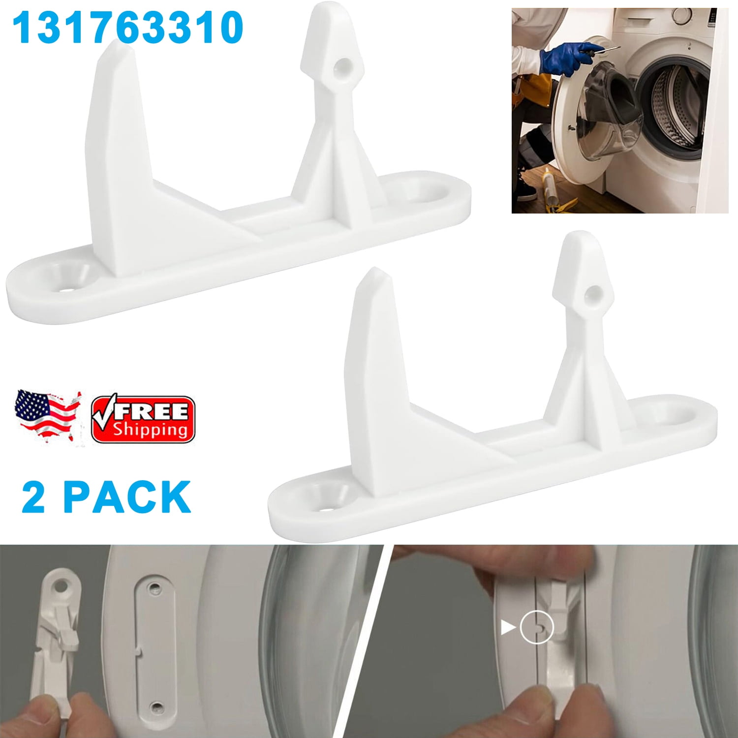 2PCS 131763310 Fits Frigidaire Affinity Washer Door Lock Strike Latch