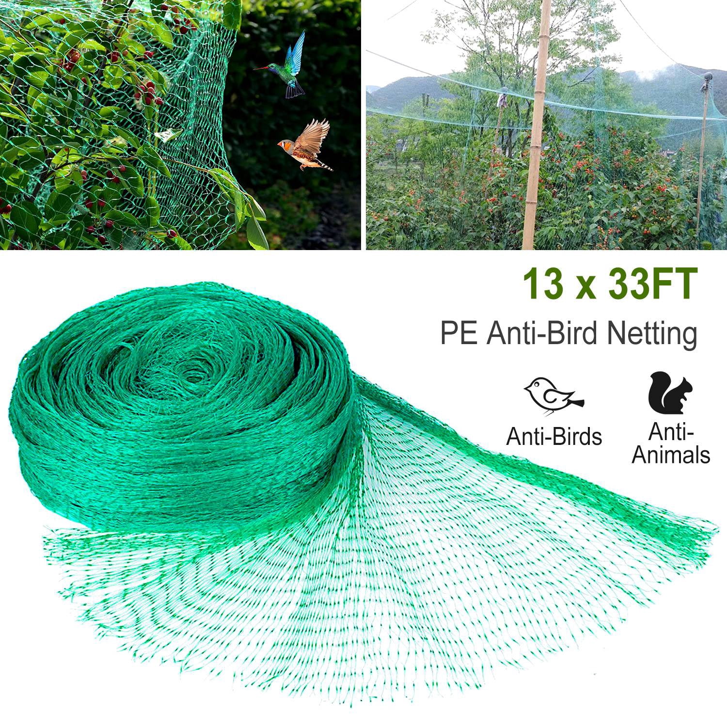 2PCS 13x33ft Garden Netting TeqHome PE Anti Bird Netting Plant Protection Covers for Plants Trees Vegetable Fruits Green