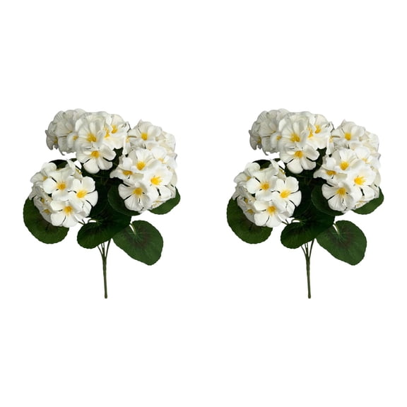 2PCS 14.96'' Artificial Geraniums Silk Flowers Plants Home Outdoor Decor Garden Ruby White