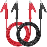 2PCS 14 AWG Double-Ended Alligator Clip Test Leads, 3.3ft/1m Crocodile Wire Cable Jumper Wire with Protective Insulated Clips, Heavy Duty Flexible Copper Cable Clamp for Electrical Testing