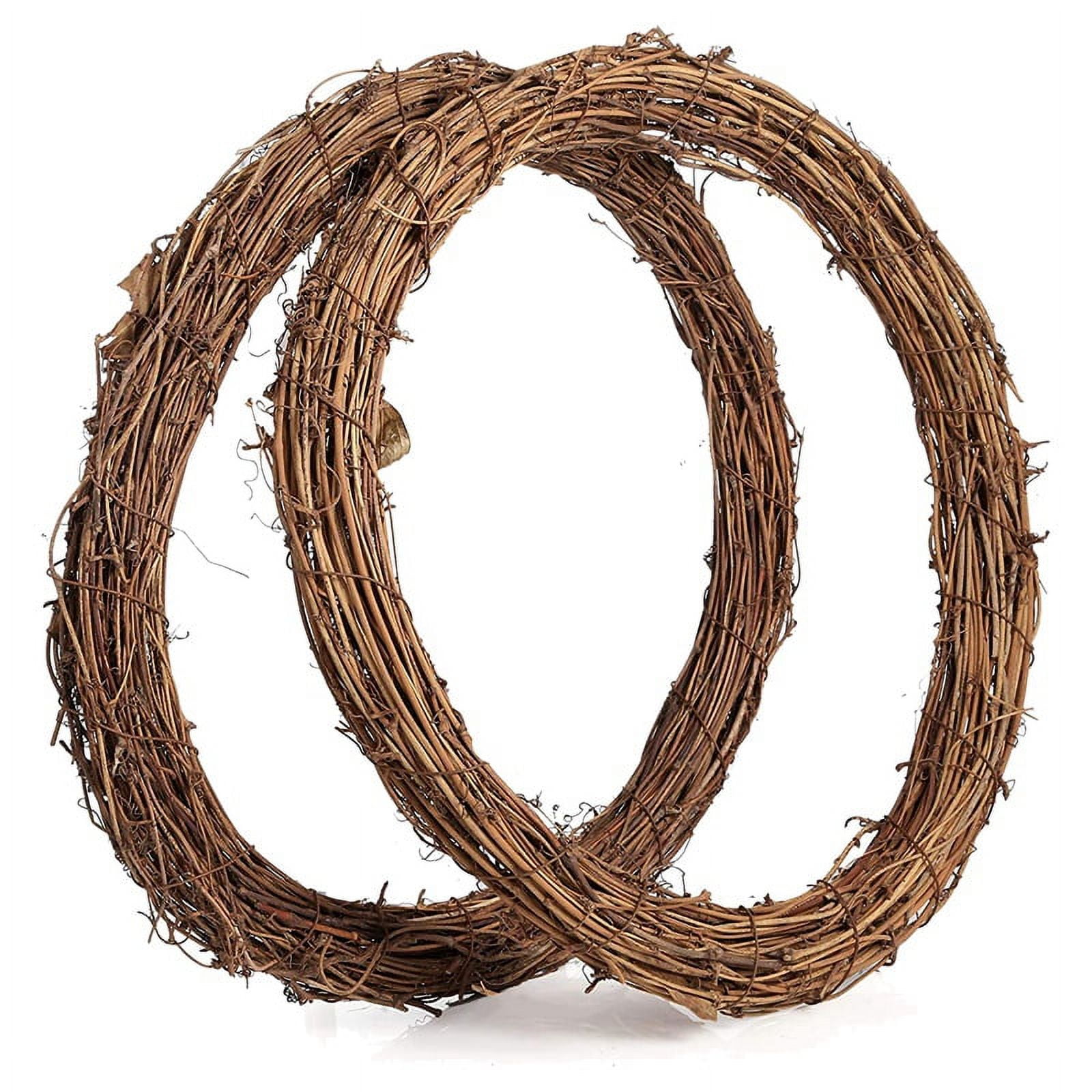 2PCS 14 Inch Grapevine Wreaths Wreath Rattan Garland for DIY Christmas Craft or Wedding Decors