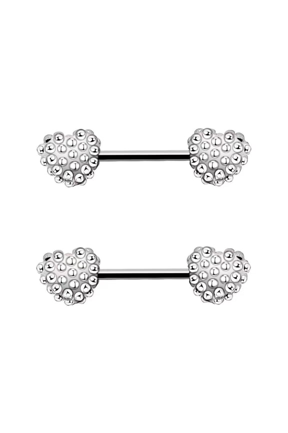 2PCS 14G Heart Nipple Rings 316L Stainless Steel Nipple Barbells Piercing Body Jewelry for Women
