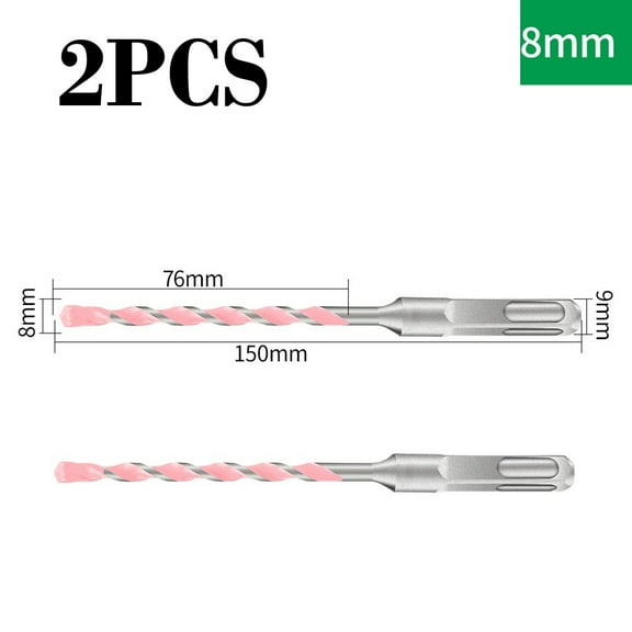 2PCS 150mm Long Masonry Concrete Drill Bit Hammer Carbide Tip Square shank