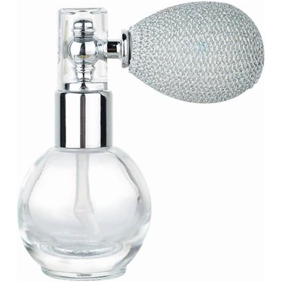 2PCS 15ML Empty Refillable Shimmer Bottle Glass Fine Mist Travel Cosmetic Sprayer Vintage Body Glitter Spray Perfume Bottle Short Pump Dispenser for Women Home Highlight (Silver) Silver DIY