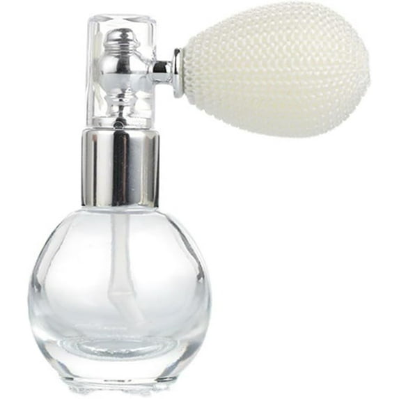 2PCS 15ML Vintage Body Glitter Spray Perfume Bottle Glass Fine Mist Travel Cosmetic Shimmer Sprayer Empty Refillable Bottle Short Pump Dispenser for Women Home Highlight (White)