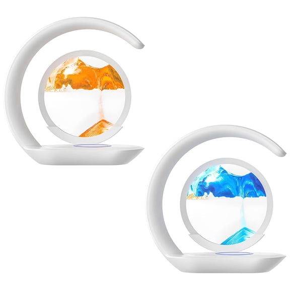 2PCS 15W Wireless Charger with Quicksand Painting Night Lamp Table Top Decoration Fast Charging Station,2 x Sand Painting Wireless Charging Night Light
