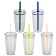 thumbnail image 1 of 5PCS 16 oz Clear Plastic Tumbler - Reusable Iced Coffee Cup with Lid and Straw, Suitable for family gatherings, movies, car trips and outdoor iced coffee cups Perfect for Daily Use and festival gifts, 1 of 9