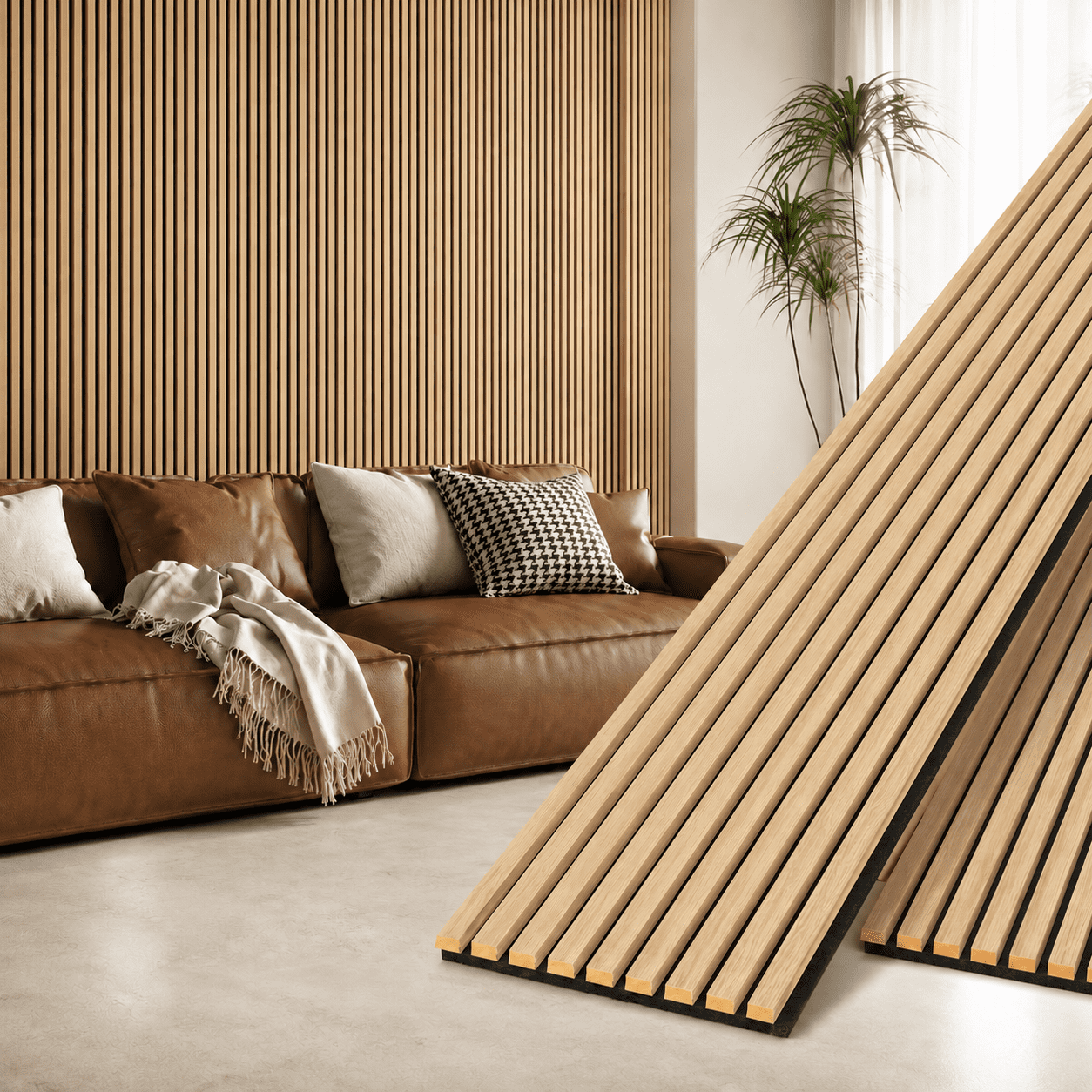 2PCS 16''x104'' Wood Slat Acoustic Wall Paneling for Interior and Ceiling Decor,23Sq.ft,Oak