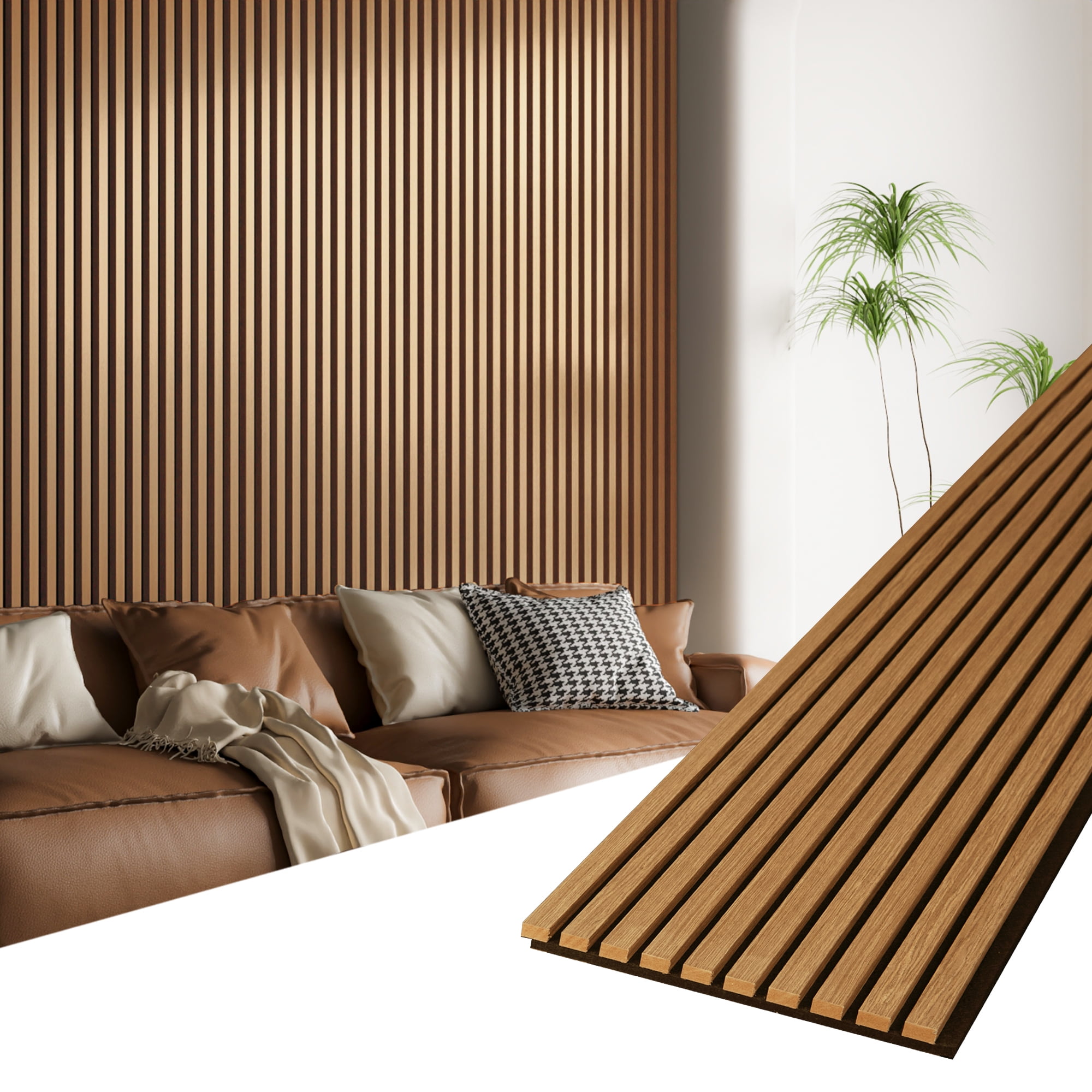 2PCS 16''x104'' Wood Slat Acoustic Wall Paneling for Interior and