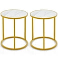 thumbnail image 1 of 2PCS 16''x16'' Modern Round End Table Side Table with Marble Top, Golden Metal Frame, Gold, 1 of 5