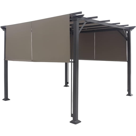 2PCS 16x4 Ft Universal Replacement Canopy for Pergola Structure,Shade Canopy Cover, Waterproof Polyester Cover for Durable Use(Cover only), Brown