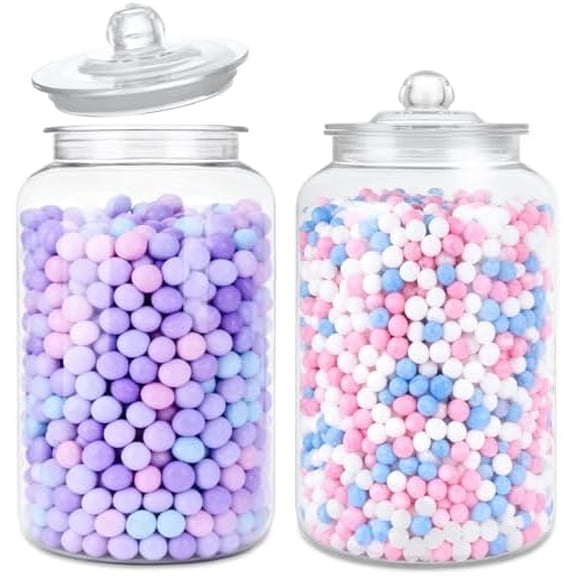 2PCS 176 Ounce Candy & Cookie Jar, 1.3 Gallon Plastic Jars with Lids Decorative Acrylic Clear Apothecary Jar for Vanity, Cookie, Candy, Snack and Dried Foods DIY Gift$$Home Decor, Kitchen, & Other