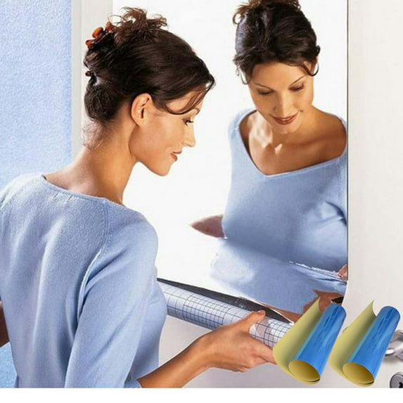 2PCS 19.6x39.37in Mirror Sticker Mirror Wall Sticker Self Adhesive Mirror Film Peel and Stick Mirror Sheet Flexible Mirror Sheet for Craft Non Glass Mirror Wall Decor Reflective Mirror Sticker Soft