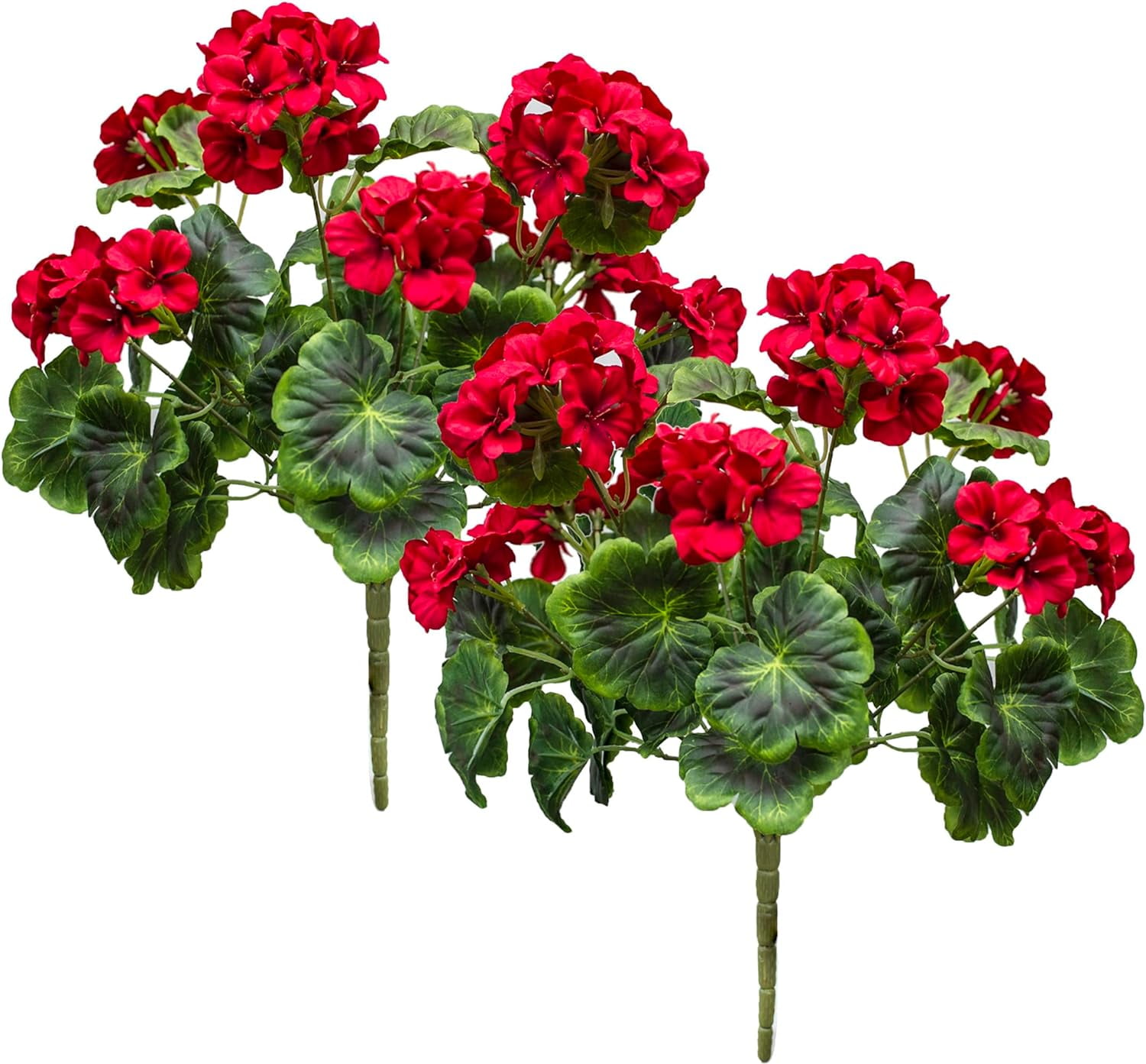 2PCS 19'' Artificial Geraniums Silk Flowers Outdoor Garden Hanging