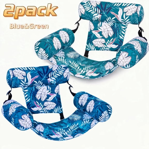 2PCS 1PCS Blue and 1PCS Green Of Floating Pool Chairs For Adults, Comfortable Water Hammock, Soft Fabric, Suitable For Summer Swimming Pools, Beaches, And Lakesides