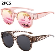 2PCS/1PCS Fit Over Glasses Sunglasses for Women Men, Oversized Cat Eye Sunglasses Polarized 100% UV400 Protection