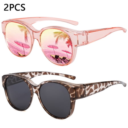 2PCS/1PCS Fit Over Glasses Sunglasses for Women Men, Oversized Cat Eye Sunglasses Polarized 100% UV400 Protection