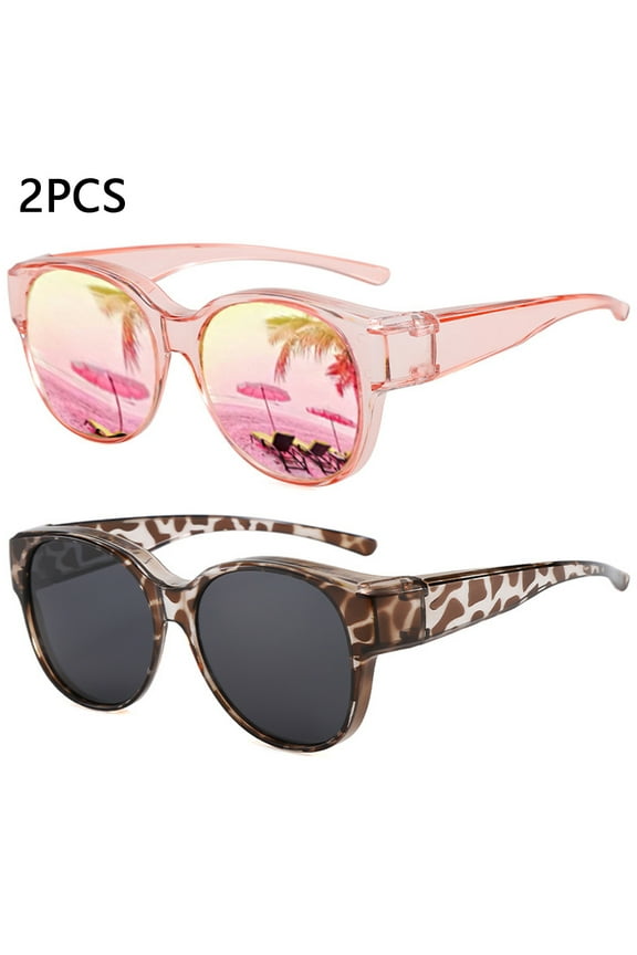 2PCS/1PCS Fit Over Glasses Sunglasses for Women Men, Oversized Cat Eye Sunglasses Polarized 100% UV400 Protection