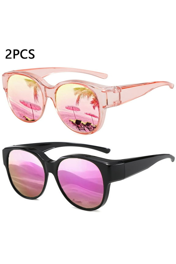 2PCS/1PCS Fit Over Glasses Sunglasses for Women Men, Oversized Cat Eye Sunglasses Polarized 100% UV400 Protection