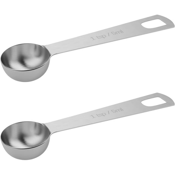 2PCS 1tsp (1/3tbsp, 5ml) Single Measuring Spoon, Stainless Steel Individual Teaspoons Only
