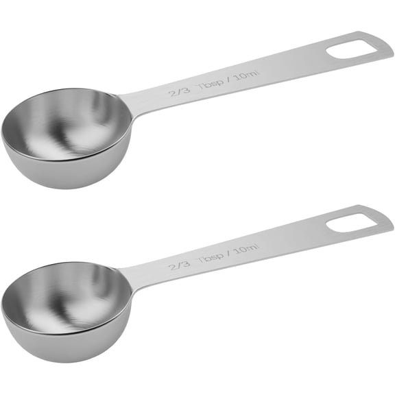 2PCS 2/3tbsp (2tsp, 10ml, 1/3oz) Single Measuring Spoon, Stainless Steel Individual Teaspoons Only