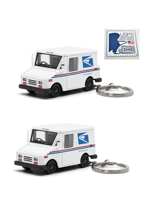 2PCS- 2.5" USPS LLV United States Postal Service Mail Diecast Model Toy Car Truck 1:72 KEYCHAIN