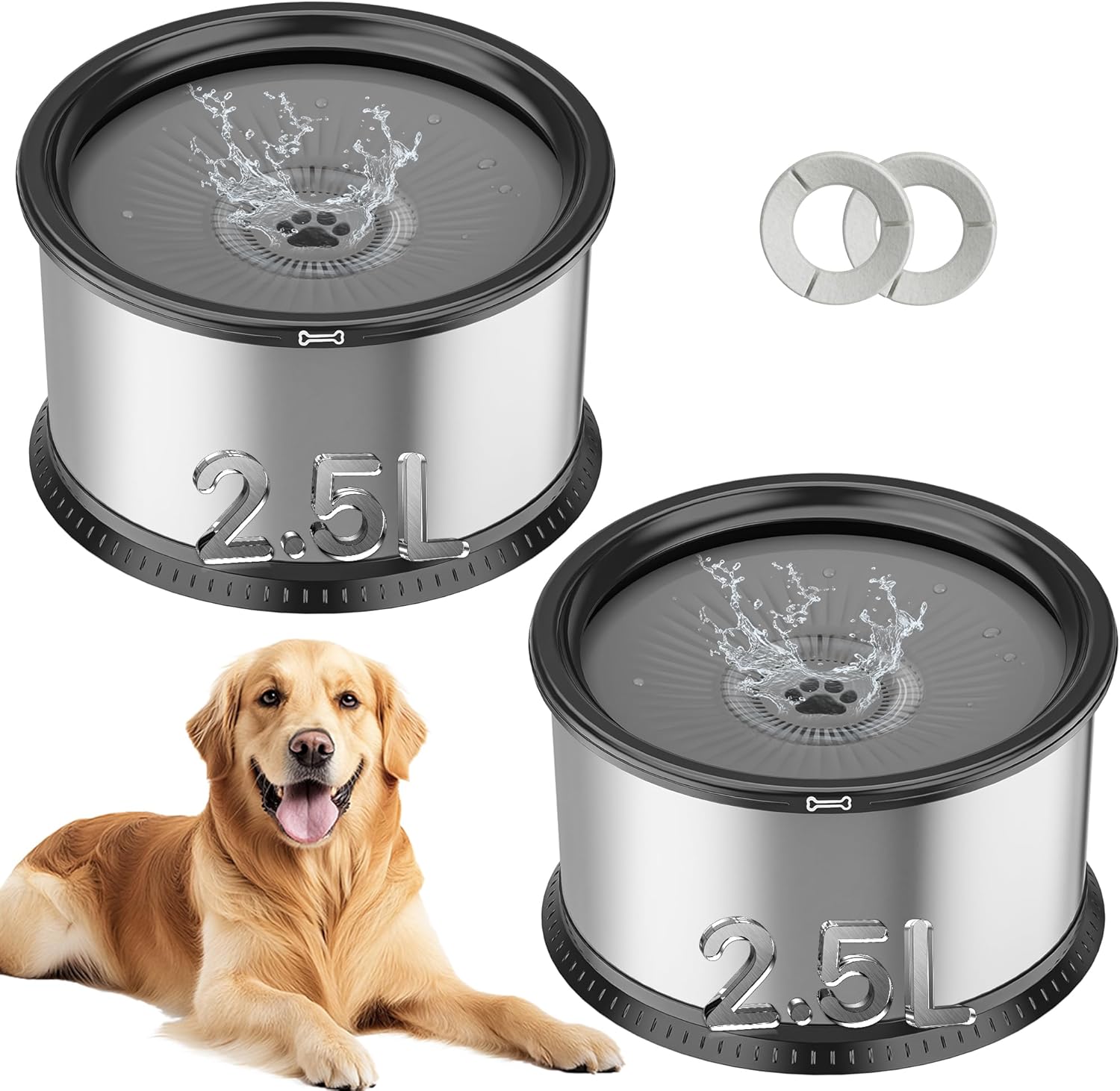 Cat Bowls No Spill Dog Water Bowl Stainless Steel, 3.5L/118oz Large Capacity Spill Proof Slow Drinking Dog Bowl For Dogs And Cats, Vehicle Carried Pet Water Dispenser Messy Dog Bowls For Large