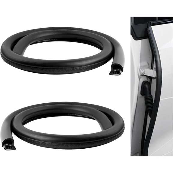 2PCS 2.62Ft Adjustable Automotive Weather Stripping Door Seal,Open-end Car Door Weather Stripping with Upgraded U-Shaped Fixing Steel Strip & Bayonet,Thickened Car Rubber Edge Trim