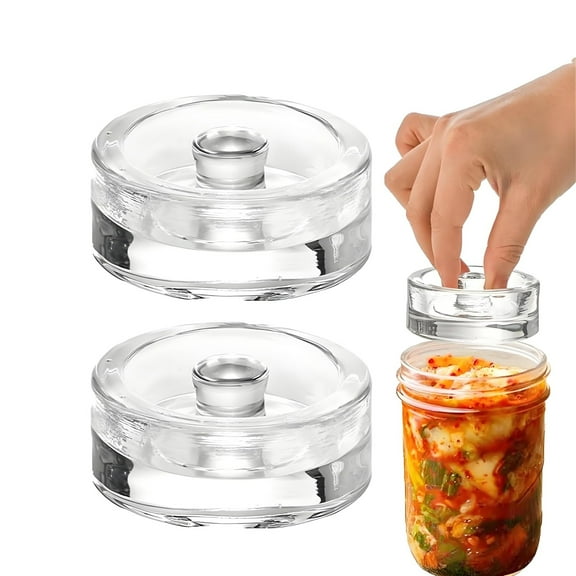 2PCS 2.7” Fermentation Weights, Wide Mouth Mason Jar with Easy Grip Handle, 200g Glass Fermenting Weights for Canning Jars Supplies