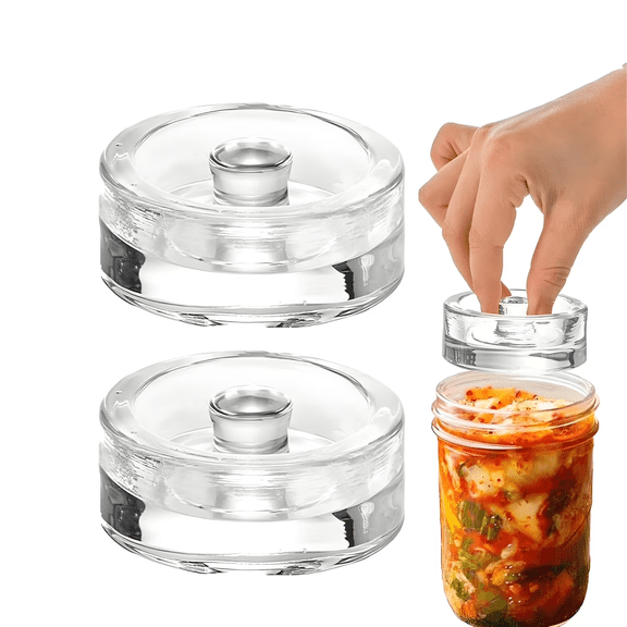 2PCS 2.7 Fermentation Weights, Wide Mouth Mason Jar with Easy Grip Handle, 200g Glass Fermenting Weights for Canning Jars Supplies
