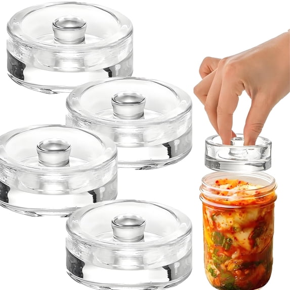 2PCS 2.7” Fermentation Weights, Wide Mouth Mason Jar with Easy Grip Handle, 200g Glass Fermenting Weights for Canning Jars Supplies