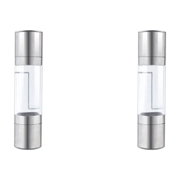 2PCS 2-In-1 Salt and Pepper Grinders, Dual Mill Combo Spice Mills Stainless Steel Seasoning Mills,Adjustable Coarseness Easy Refill Grinder for Culinary Enthusiasts Chefs Daily Kitchen Dining,Silver