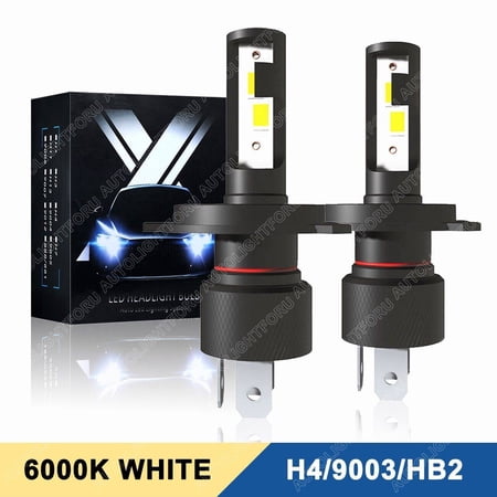 2PCS 2-SIDE H4 9003 LED Headlight Bulbs Conversion Kit High Low Beam White