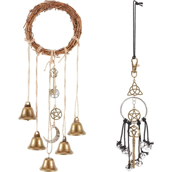 2PCS 2 Style Bells Protection for Door Hanger Wind Chimes Magic Home Protection Bells Handmade Clear Negative Energy Supplies